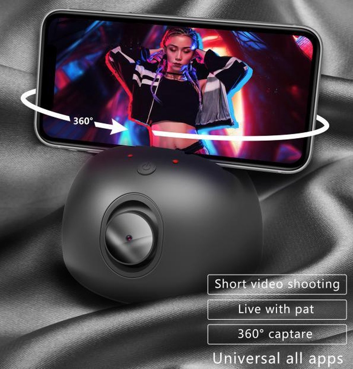 Garpex® 360 Graden Smartphone Houder - Selfie Stick Telefoon – Bewegingssensor Statief Automatisch volgen – Gezicht Object Dier Tracking - iPhone Android