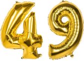 49 Jaar Folie Ballonnen Goud - Happy Birthday - Foil Balloon - Versiering - Verjaardag - Man / Vrouw - Feest - Inclusief Opblaas Stokje & Clip - XXL - 115 cm