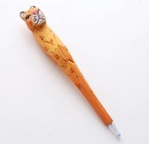 Houten tijger pen met set van 10 vullingen