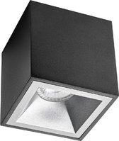 Opbouwspot GU10 - Pragmi Cliron Pro - Opbouw Vierkant - Mat Zwart/Zilver - Aluminium - Verdiept - 90mm - BES LED