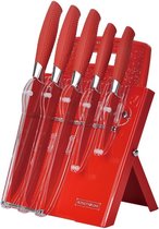 Royalty Line 7-delige non-stick coating messenset met standaard en snijplank rood