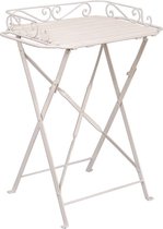 Clayre & Eef Bijzettafel 62*38*77 cm Wit Ijzer Rechthoek Side table Tafeltje