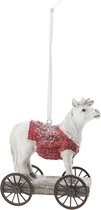 Clayre & Eef Decoratie Beeld Paard 9*5*10 cm Wit, Rood Kunststof Decoratief Figuur Decoratieve Accessoires Woonaccessoires