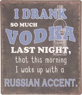 Clayre & Eef Tekstbord 13*15 cm Meerkleurig Metaal Rechthoek Vodka Russian Accent Wandbord Quote Bord Spreuk