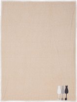 Clayre & Eef Plaid 130*160 cm Beige Polyester Rechthoek Katten Deken Kleed