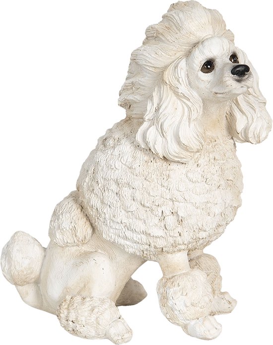 Clayre & Eef Decoratie Beeld Hond 21*12*26 cm Wit Kunststof Decoratief Figuur Decoratieve Accessoires Woonaccessoires