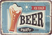 Clayre & Eef Tekstbord 30*20 cm Meerkleurig Ijzer Rechthoek Beer Party Wandbord Quote Bord Spreuk