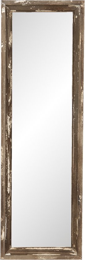 Clayre & Eef Spiegel 22x70 cm Bruin Beige Hout Rechthoek Grote Spiegel