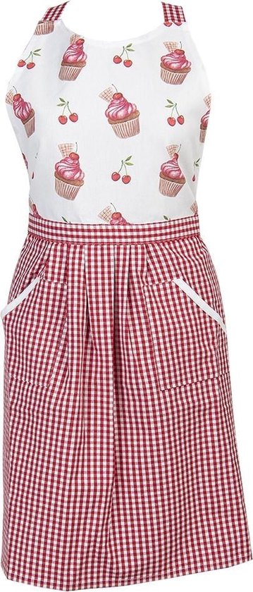 Miya Prinses Keukenschort - Rood-wit Geruit Katoenen Schort Met Strik En Zakken - Cadeau Voor Moeder/vrouw