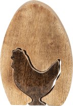 Décoration oeuf au poulet | 20 * 14 * 2 cm | Marron | Bois | Oeuf | Coq | Clayre & Eef | 6H1769M