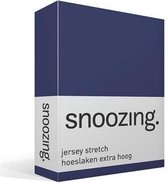 Snoozing Jersey Stretch - Hoeslaken - Extra Hoog - Eenpersoons - 90/100x200/220 cm - Navy
