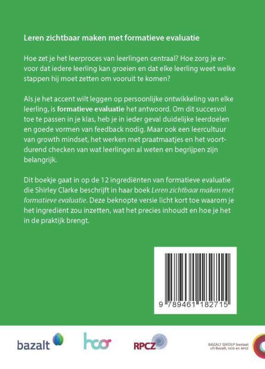 Beknopte uitgave - Leren zichtbaar maken met formatieve evaluatie - back cover