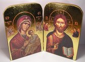 Tweeluik: Grieks Orthodoxe Tweeluik Madonna with Child & Jezus Christus Pantocrator  B19xH14cm