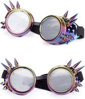 Steampunk bril goggles misty space - oliekleuren spikes regenboog rave