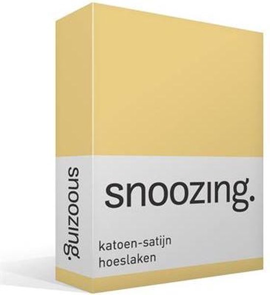 Snoozing - Katoen-satijn - Hoeslaken - Lits-jumeaux - 180x220 cm - Geel