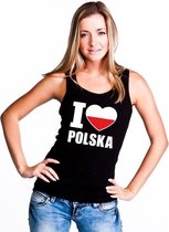 Zwart I love Polen fan singlet shirt/ tanktop dames S