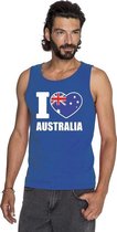 Blauw I love Australie fan singlet shirt/ tanktop heren L