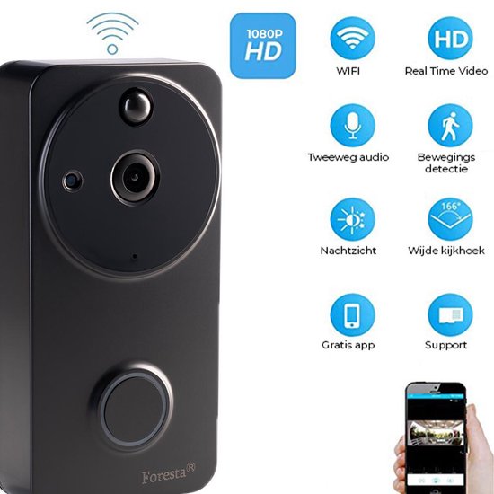 Foresta ring deurbel met Camera Black edition Wifi Chime Bestel nu!
