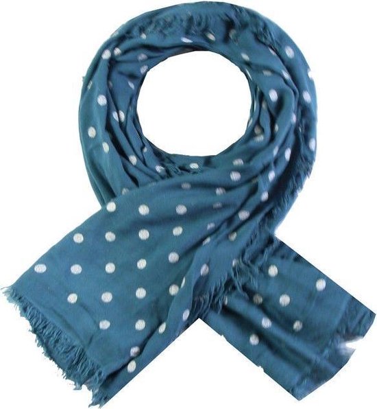 C&S - Blauwe damessjaal - Dames sjaal stippen - Sjaal dames blauw | bol.com