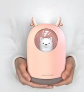 Happy Sense Aroma Diffuser Doggy (kleur roze) met nachtlampje (7 kleuren LED), voor alle etherische en essentiële oliën - Vernevelaar Luchtbevochtiger Verdamper - Veilig en geschik