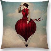 Kussenhoes Fantasy Woman Luchtballon decoratieve kussensloop sierkussenhoes