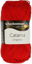 SCHACHENMAYR CATANIA KATOEN - 115 ROOD. PAK MET 10 BOLLEN a 50 GRAM. INCL. Gratis Digitale vinger haak en brei toerenteller