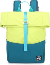 YLX Original rugzak. Lime & blauw. Recycled Rpet materiaal. Gerecyclede plastic flessen. Eco friendly. Duurzaam. Backpack - Reistas - Schooltas - Mannen - vrouwen - Middelbare scho