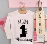 Baby shirtje jongen meisje tekst voor papa mijn eerste vaderdag | lange mouw T-Shirt | wit zwart | maat 98 |  leukste kleding babykleding cadeau verjaardag