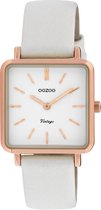 OOZOO Vintage series - Rose Gouden horloge met parelwitte leren band - C9941 - Ø29
