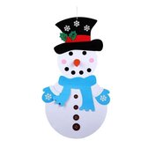 Kinder Sneeuwpop - sneeuwman - kerstversiering - raamversiering -kerstcadeau – vilt –  blauw