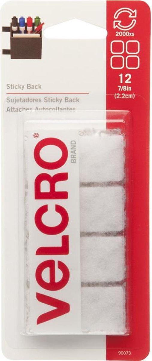 Velcro - Klittenband plakkers vierkant -  Wit - 12 stuks - VELCRO® Brand