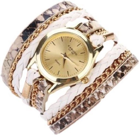 Uniek Horloge armband goud/wit I-deLuxe verpakking