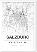 Poster/plattegrond SALZBURG - 30x40cm