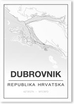 Poster/plattegrond DUBROVNIKS - A4