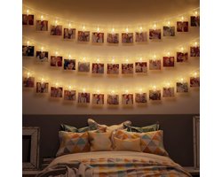 B.K.Licht - Foto lichtsnoer - lichtslinger - valentijn cadeautje - verlichting - fotoclips - 40 LED's - l: 5m - op batterijen