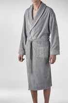 Bamboe Sauna Badjas Grijs - grijs - unisex maat S/M - dames / heren / unisex - hotelkwaliteit - badstof badjas - luxe badjas - ochtendjas - duster - sjaalkraag - badmantel