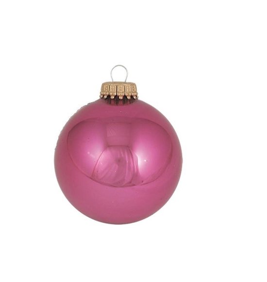 8 Boules de Noël 7 cm rose brillant