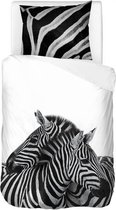 Snoozing Zebras - Dekbedovertrek - Eenpersoons - 140x200/220 cm + 1 kussensloop 60x70 cm - Wit
