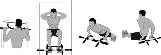 Tunturi Deurtrainer - Fitness-set - Door Gym - Optrekstang Opdrukstang -