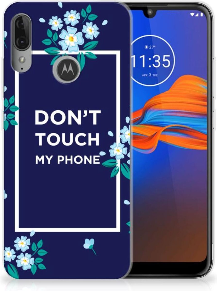 Motorola Moto E6 Plus Silicone-hoesje Flowers Blue DTMP