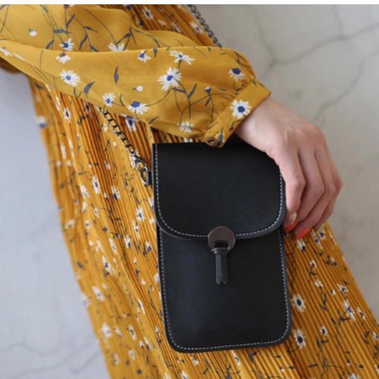 Tasje zwart mobieltje met groot touchscreen extra opbergvak - Handtas... | bol.com
