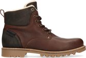 Sacha - Heren - Bruine leren veterboots met imitatiebont - Maat 41