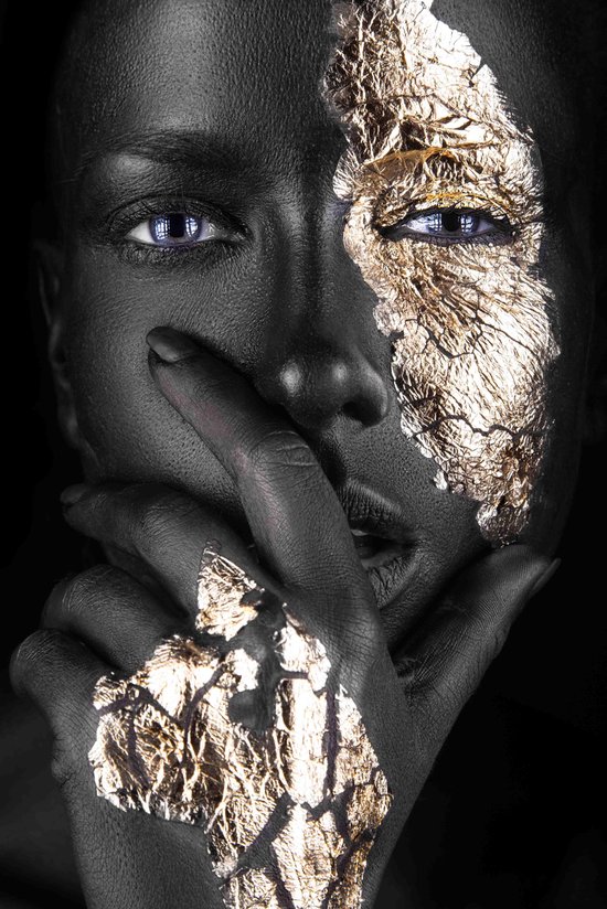 Plexiglas Woman Black Gold With Fingers 80 X 120 Cm Foto Op Plexiglas Incl Luxe Bol