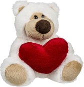 Valentijn pluche knuffelbeertje rood hartje 15 cm - Valentijnsdag decoratie/cadeau