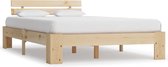 Bedframe Bruin GrenenHout 120x200 cm (Incl LW Anti kras Vilt) - Bed frame met lattenbodem - Tweepersoonsbed Eenpersoonsbed
