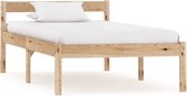 Bedframe Bruin GrenenHout 100x200 cm (Incl LW Anti kras Vilt) - Bed frame met lattenbodem - Tweepersoonsbed Eenpersoonsbed