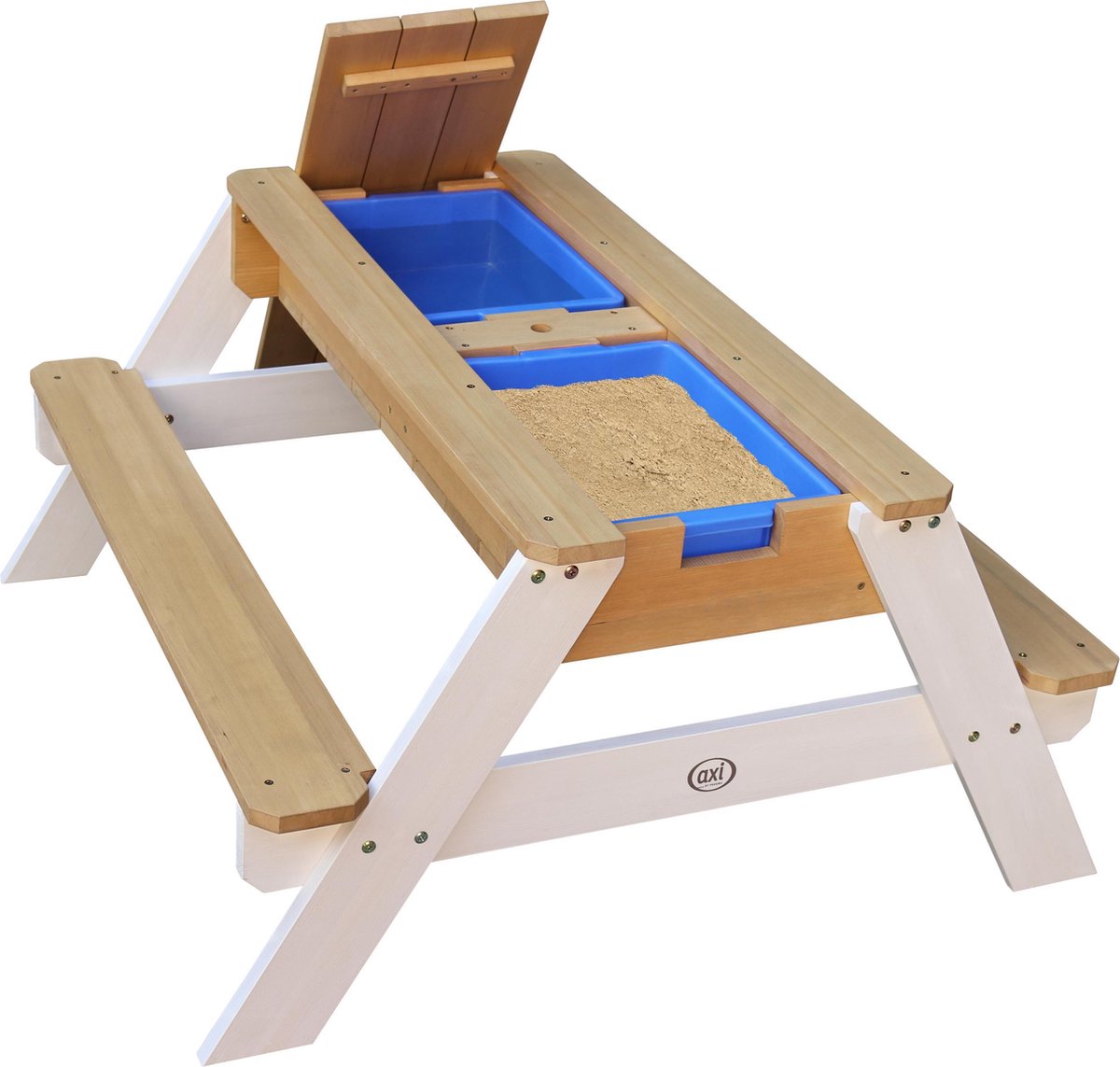 AXI Nick Zand & Water Picknicktafel in Bruin/Wit voor kinderen - Met in hoogte verstelbare Parasol in Blauw/Wit - Multifunctionele Picknick tafel van FSC hout - Picknick tafel voor kinderen van hout — afbeelding 5