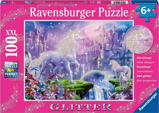 Ravensburger puzzel Koninkrijk van de Eenhoorns (glitter) - Legpuzzel - 100 stukjes - Ravensburger