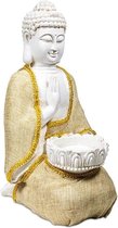 Boeddha van Vrede met waxinelichthouder - 20x16x33 - 1130 - Polyresin - M