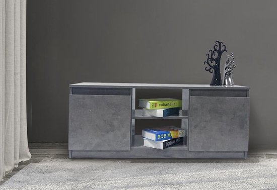 TV kast dressoir grijs industrieel beton 120 cm breed | bol.com